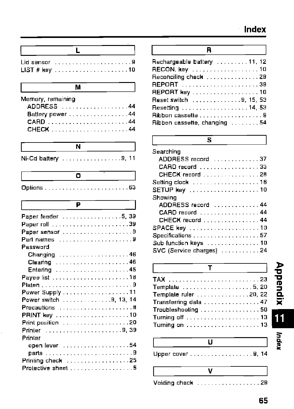 Index | Panasonic KX-RC95 User Manual | Page 65 / 68