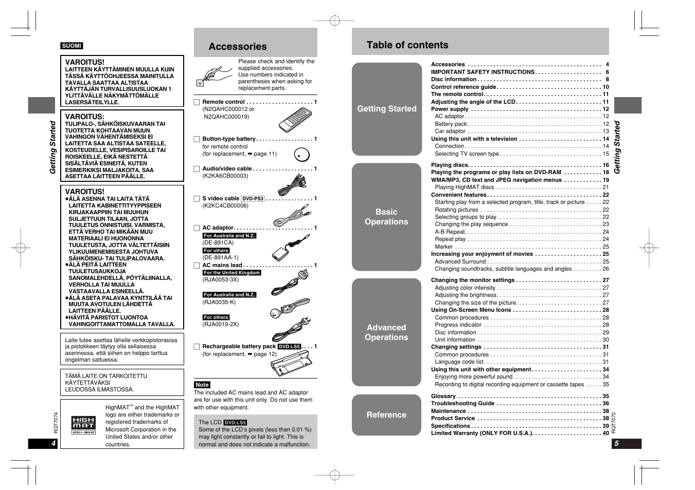 Panasonic DVD-PS3 User Manual | Page 3 / 22