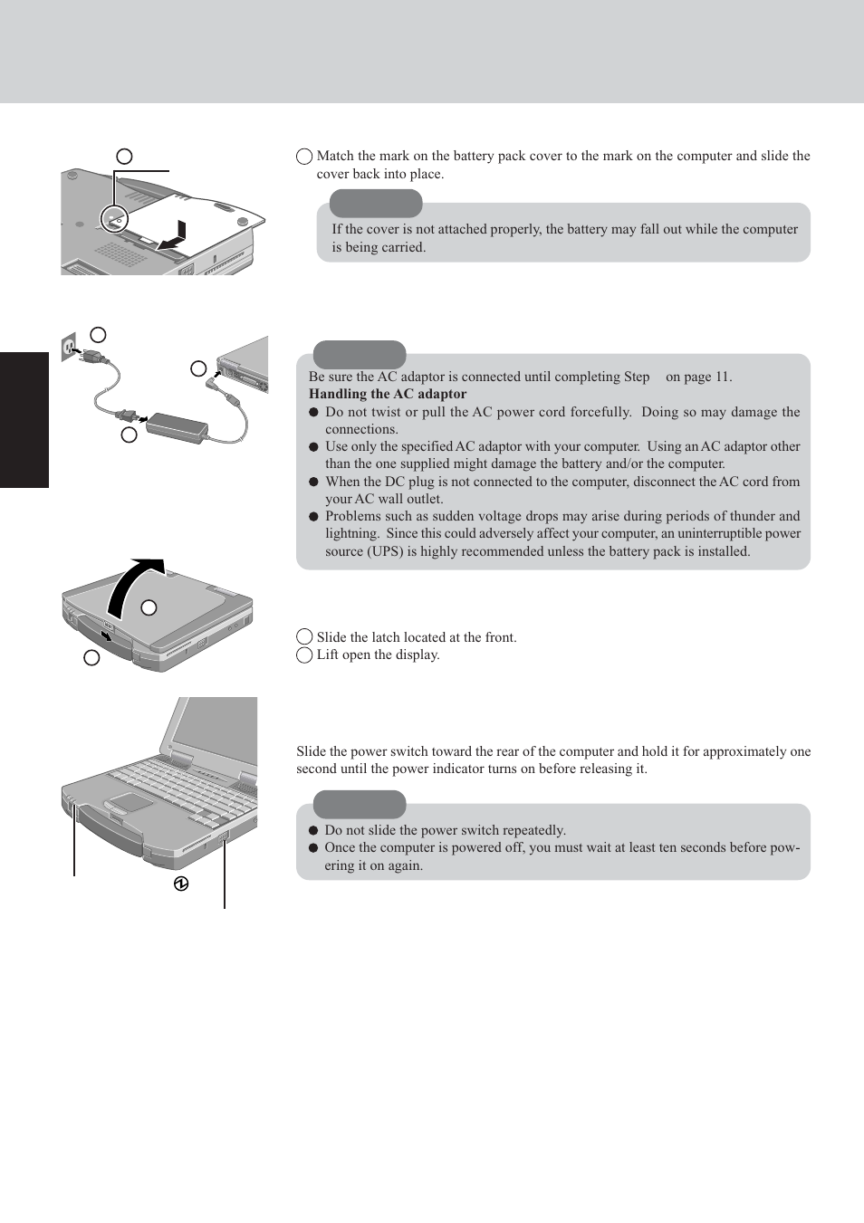 First-time operation | Panasonic CF-72 Series User Manual | Page 10 / 36