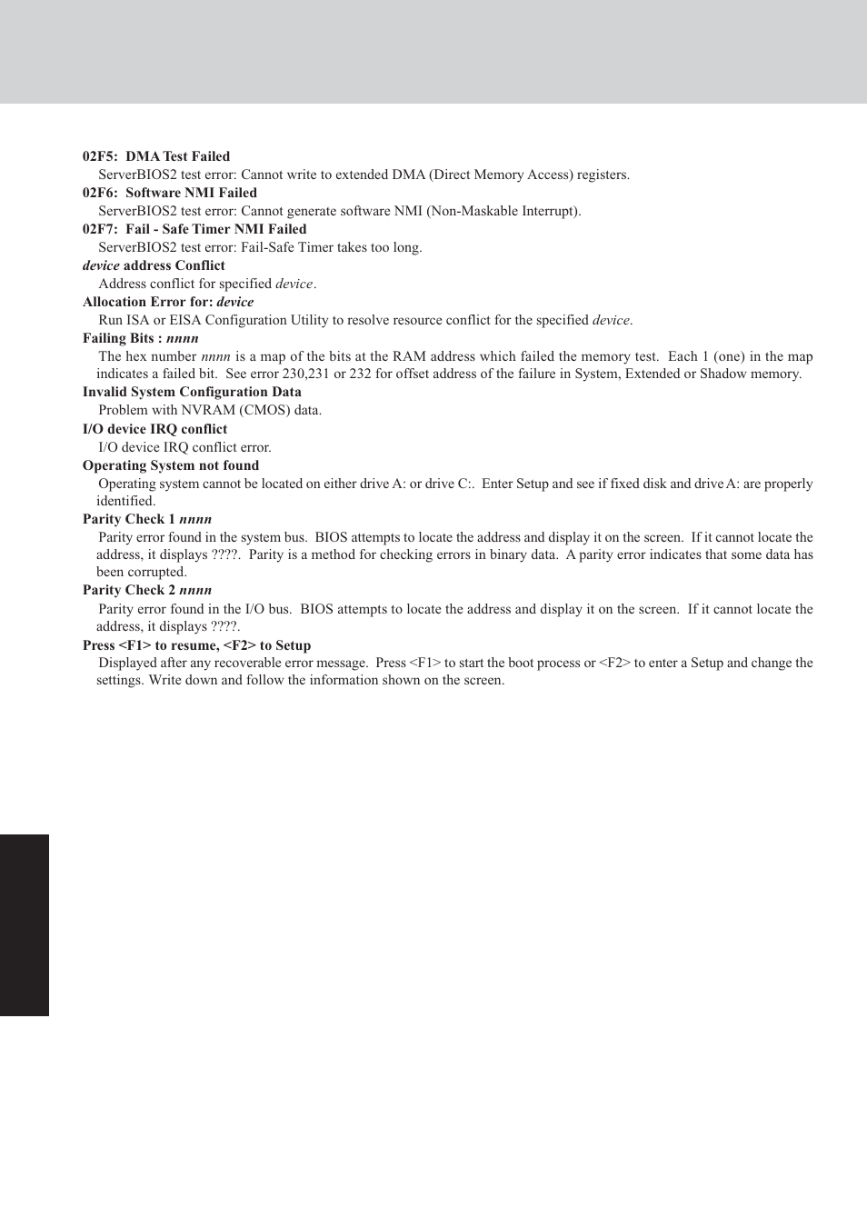 List of error codes | Panasonic CF-72 Series User Manual | Page 20 / 36