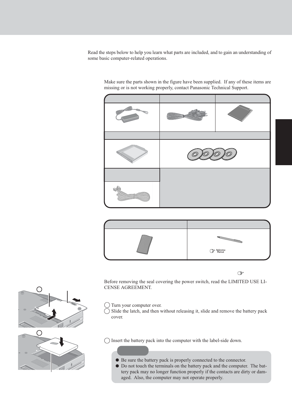 First-time operation | Panasonic CF-72 Series User Manual | Page 9 / 36