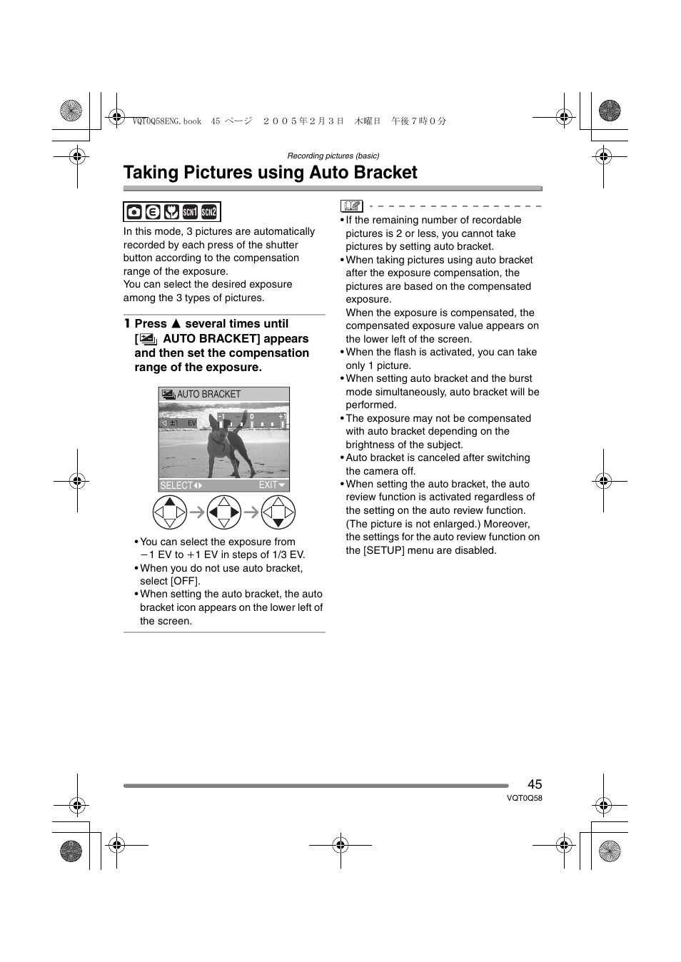 Taking pictures using auto bracket | Panasonic DMC-LS1PP User Manual | Page 45 / 112
