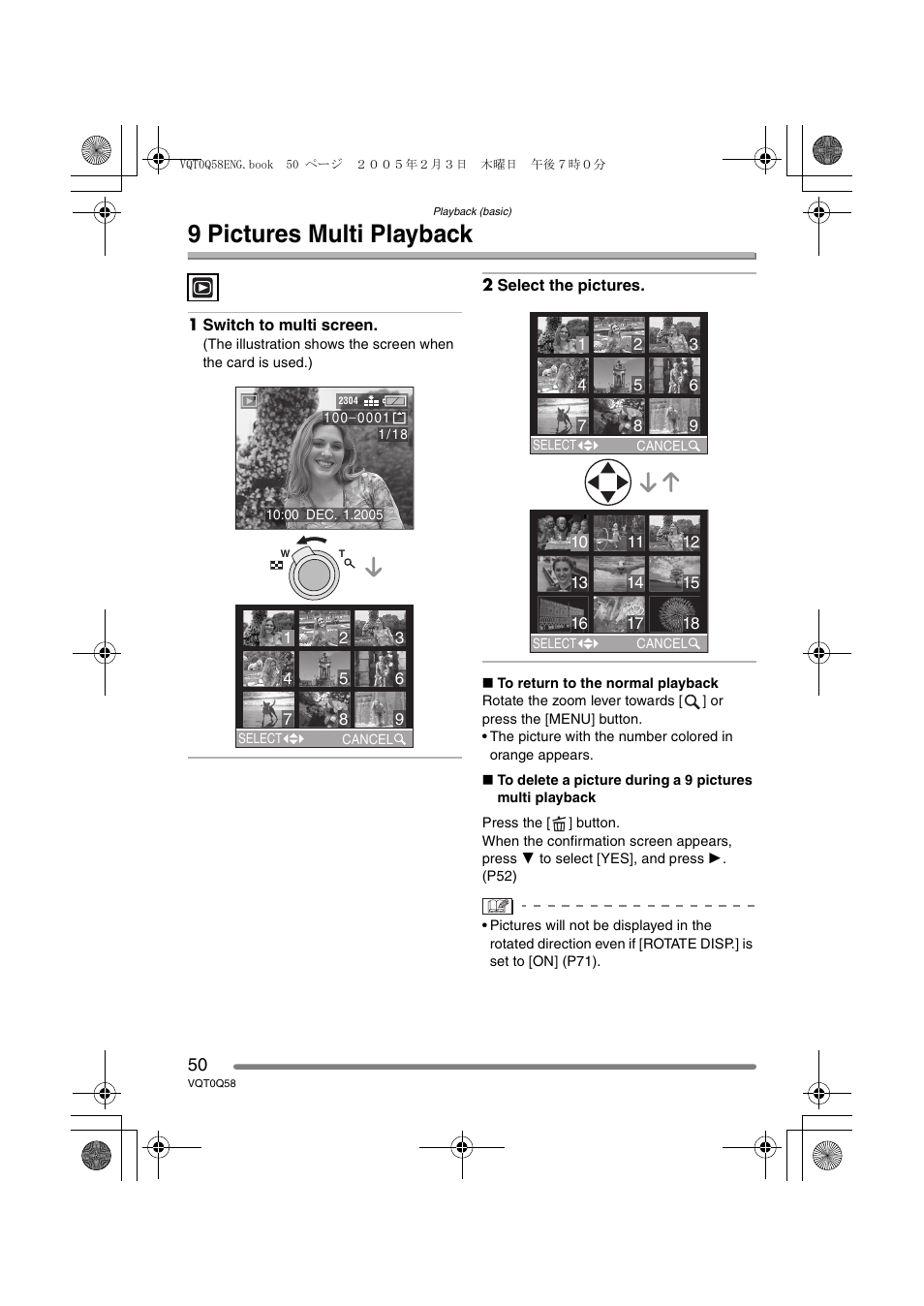 9 pictures multi playback | Panasonic DMC-LS1PP User Manual | Page 50 / 112