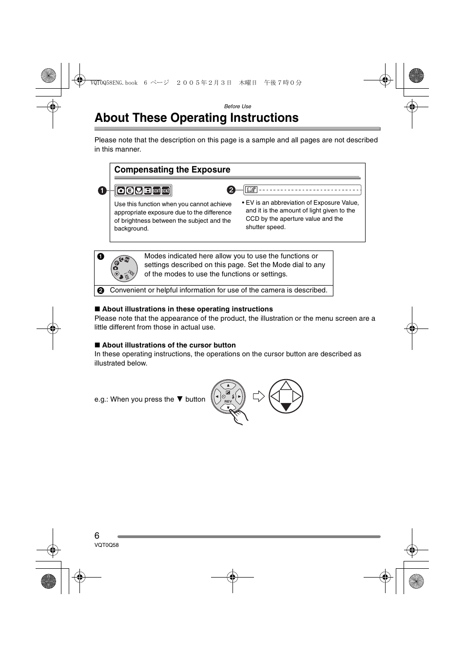 About these operating instructions, Compensating the exposure | Panasonic DMC-LS1PP User Manual | Page 6 / 112