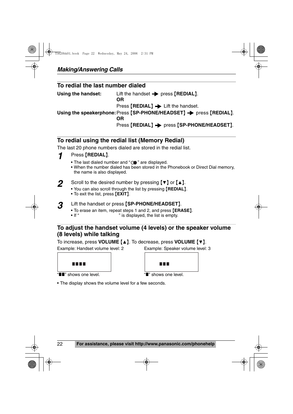 Panasonic KX-TS620W User Manual | Page 22 / 64