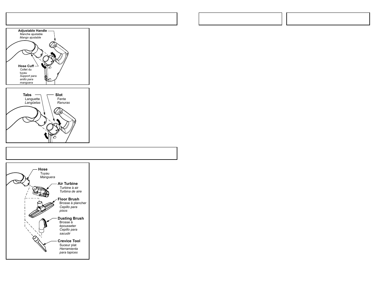Hose removal from handle, Using attachments with removable hose, Using tools with removable hose | Panasonic MC-V7721 User Manual | Page 22 / 64