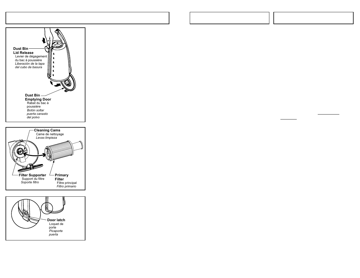 Selecteur tapis/plancher, Selector alfombra-piso, Filter changing and cleaning | Panasonic MC-V7721 User Manual | Page 27 / 64
