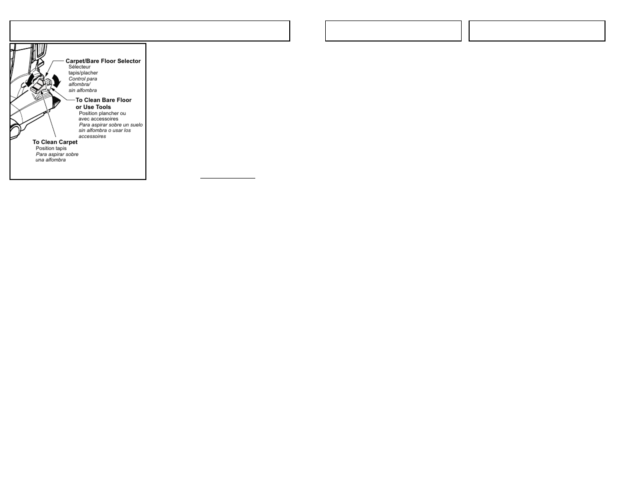 Changement et nettoyage du filtre, Cambio/limpieza de los filtros, Carpet/bare floor selector | Panasonic MC-V7721 User Manual | Page 39 / 64