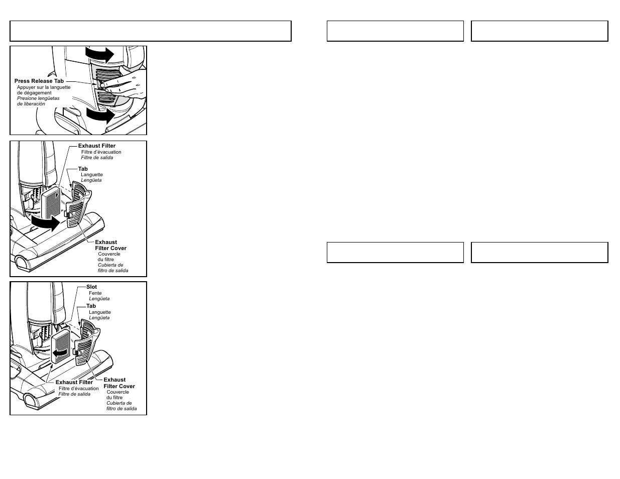 Replacing hepa exhaust filter | Panasonic MC-V7721 User Manual | Page 42 / 64