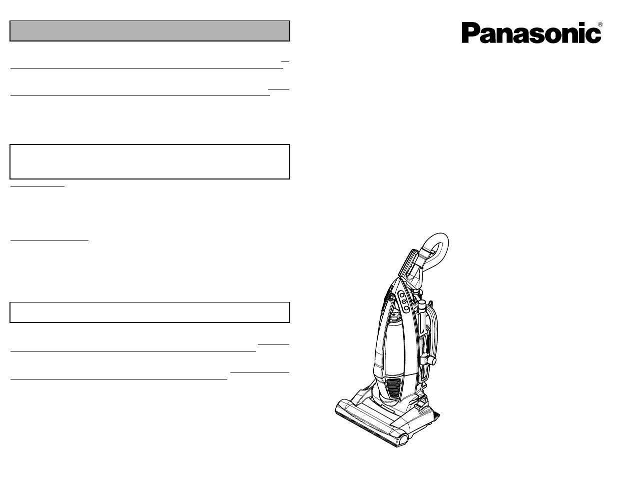 What to do when service is needed, Service apres-vente, Cuando necesita servicio | Mc-v7721, Aspiradora, Vacuum cleaner aspirateur | Panasonic MC-V7721 User Manual | Page 64 / 64