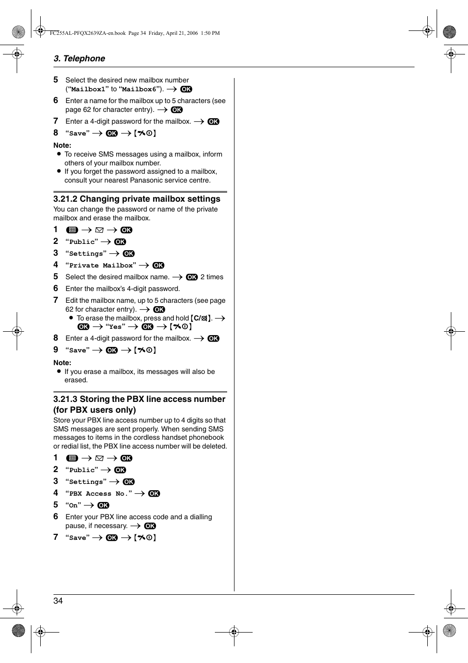 Panasonic KX-FC255AL User Manual | Page 34 / 84