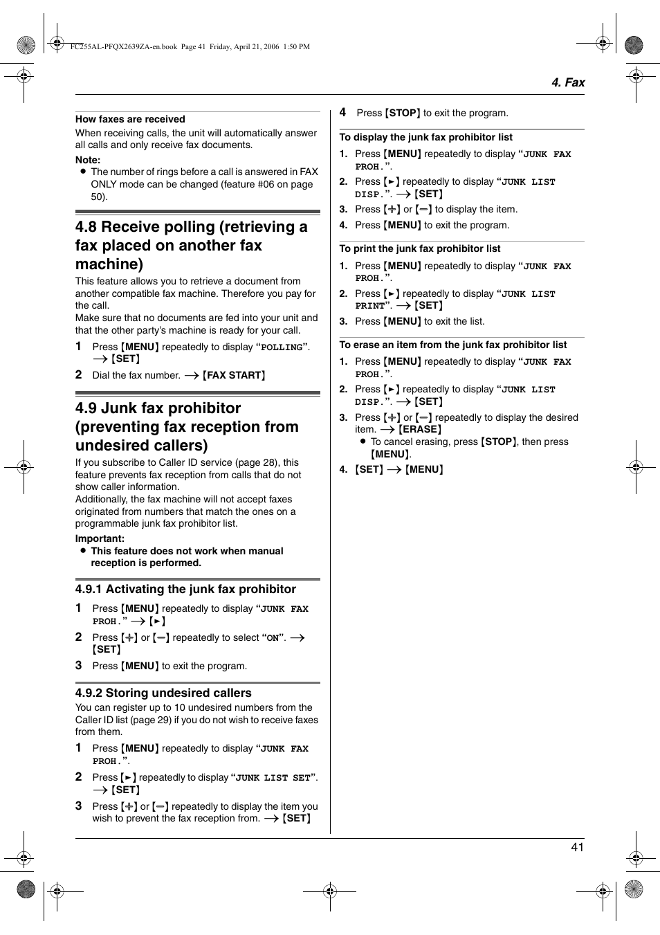 Panasonic KX-FC255AL User Manual | Page 41 / 84