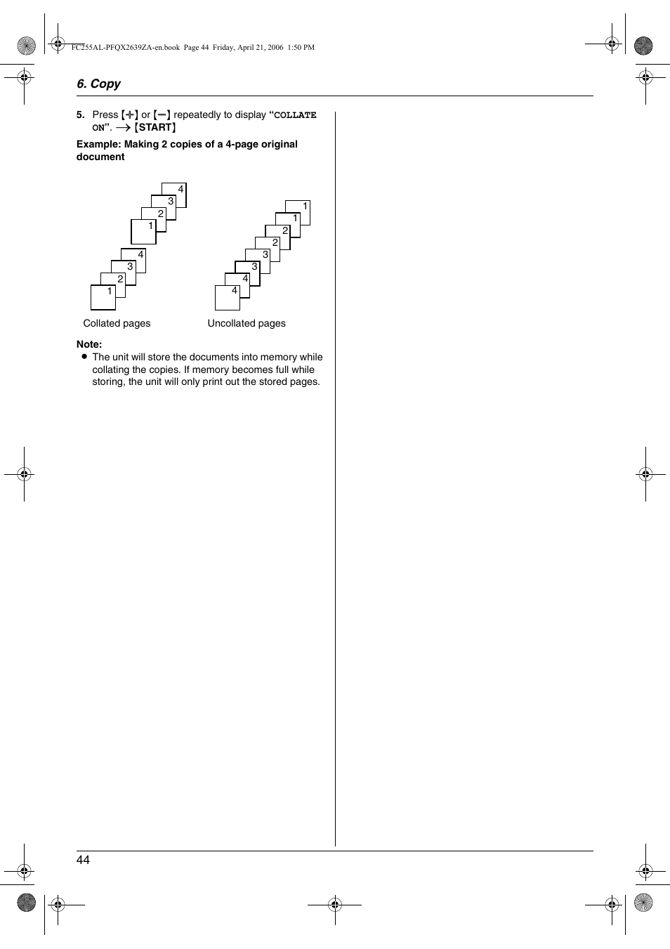 Panasonic KX-FC255AL User Manual | Page 44 / 84