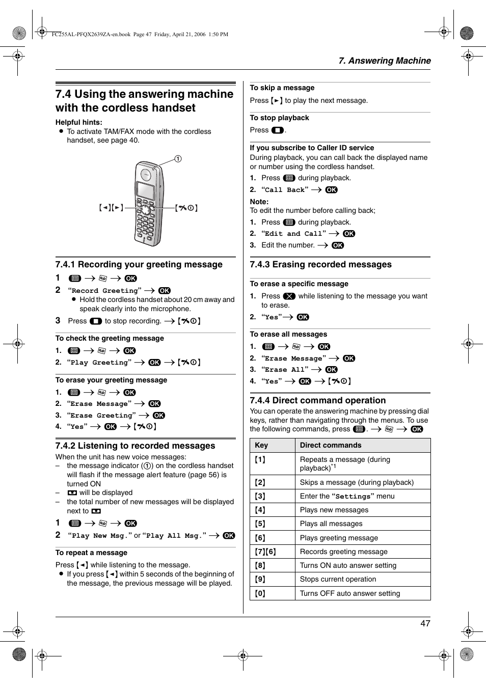 Remote operation | Panasonic KX-FC255AL User Manual | Page 47 / 84