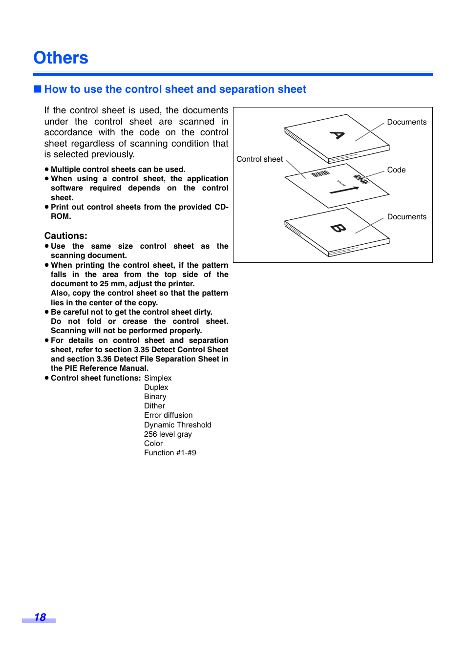 Others, How to use the control sheet and separation sheet | Panasonic KV-S3065CW User Manual | Page 18 / 40
