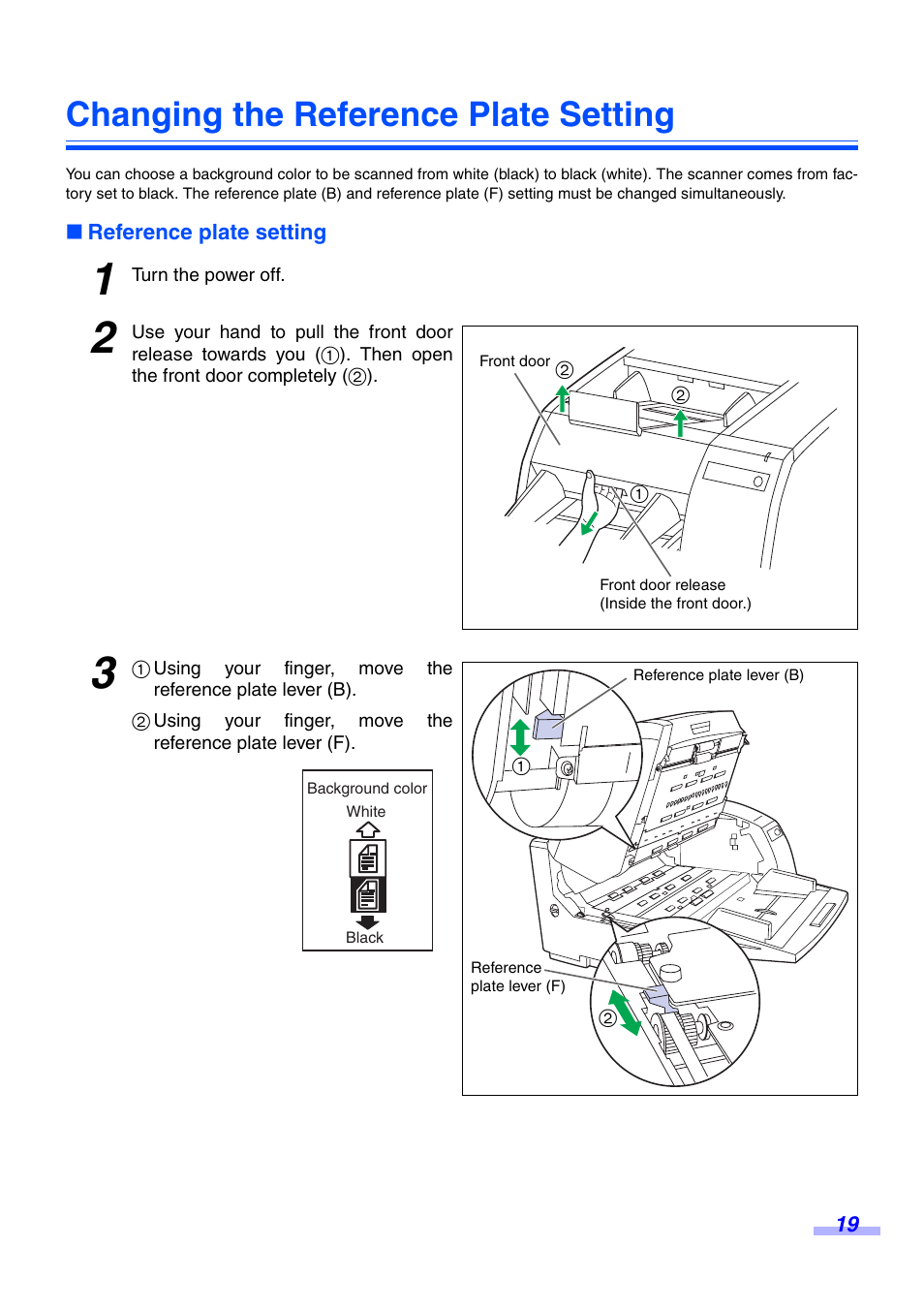 Changing the reference plate setting, Reference plate setting | Panasonic KV-S3065CW User Manual | Page 19 / 40