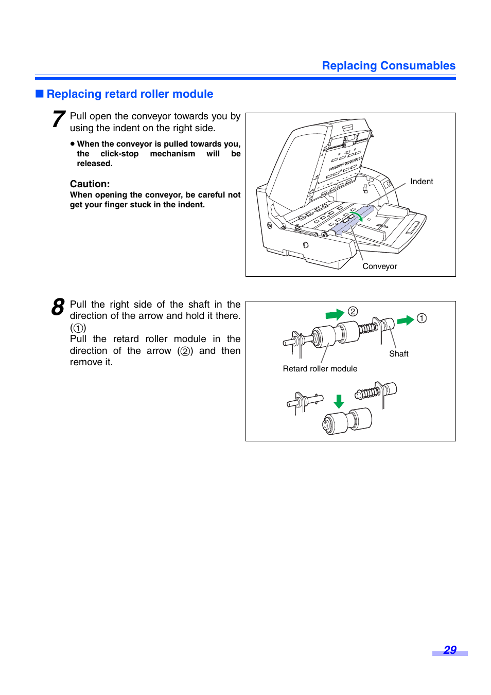 Replacing retard roller module | Panasonic KV-S3065CW User Manual | Page 29 / 40