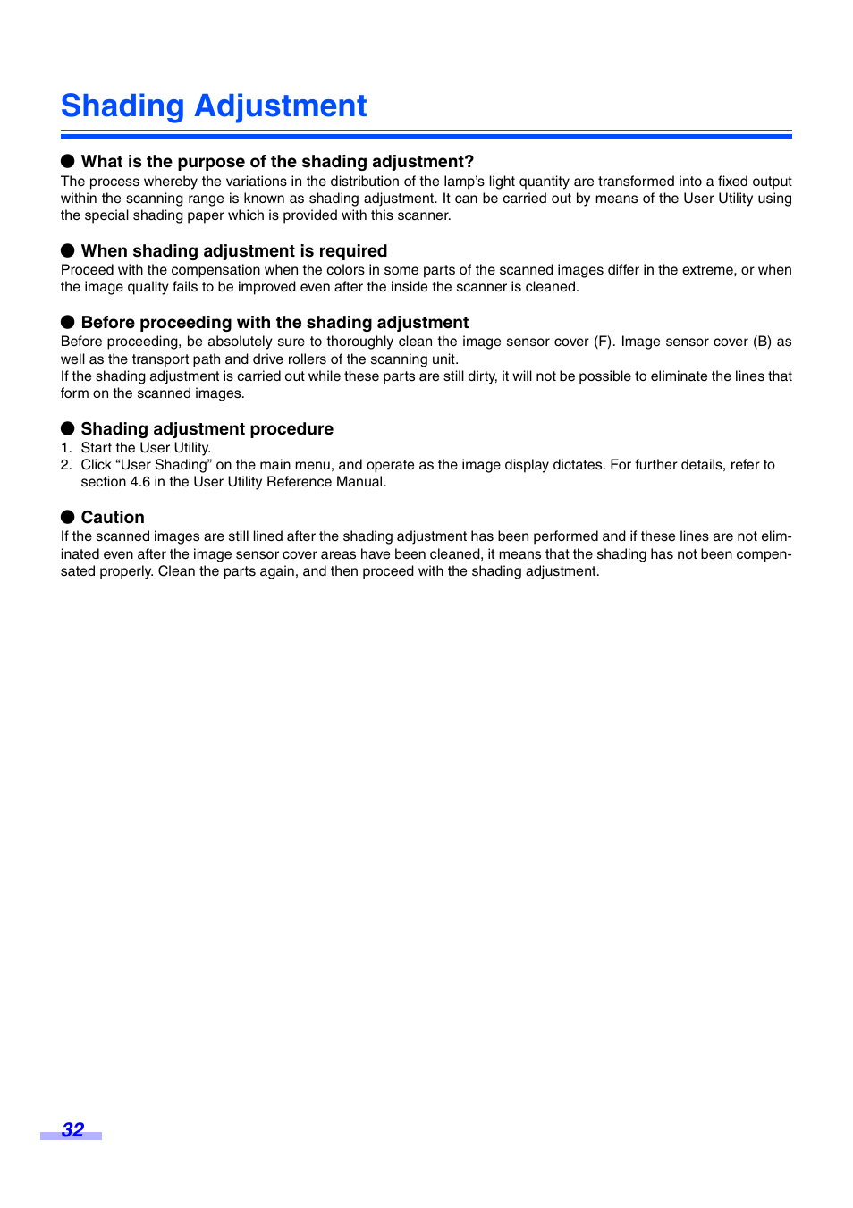 Shading adjustment | Panasonic KV-S3065CW User Manual | Page 32 / 40