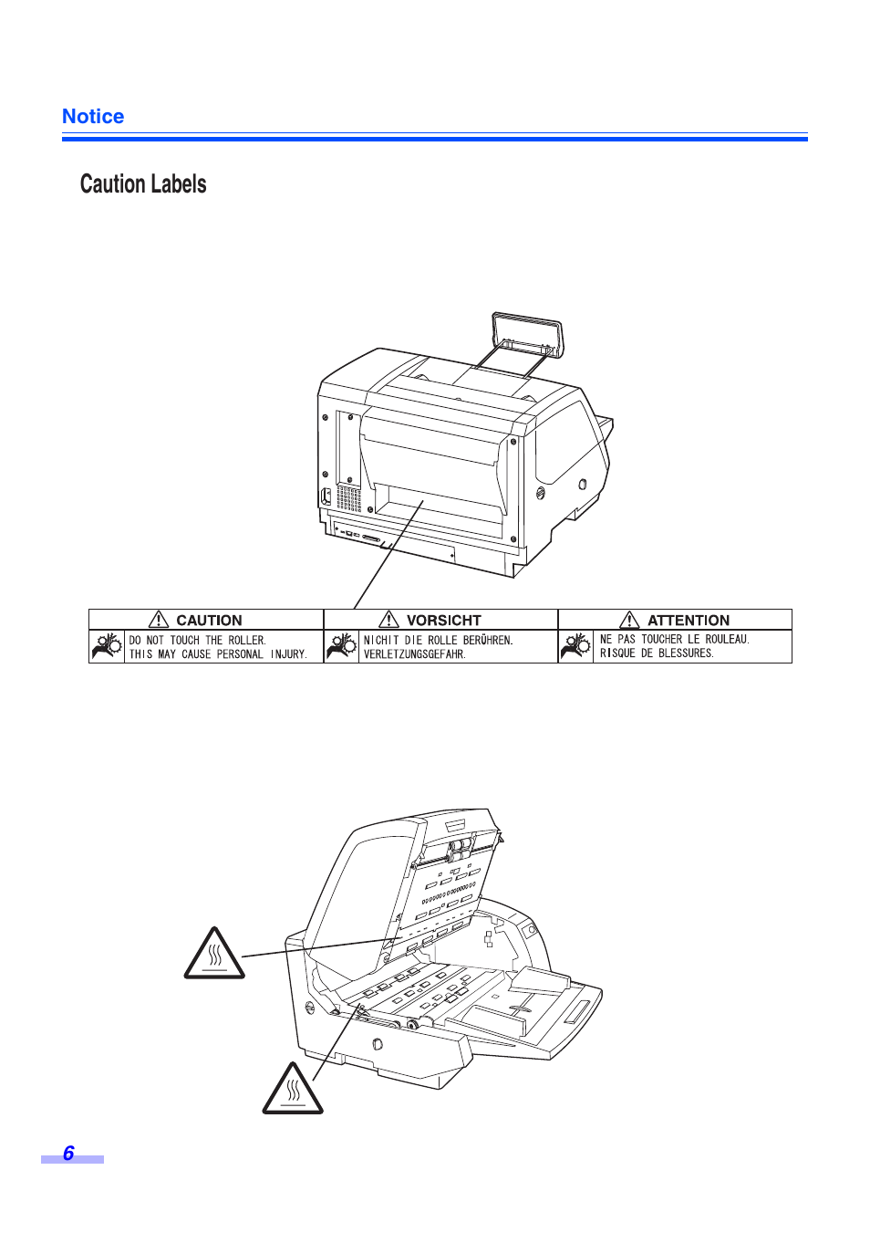 Caution labels | Panasonic KV-S3065CW User Manual | Page 6 / 40