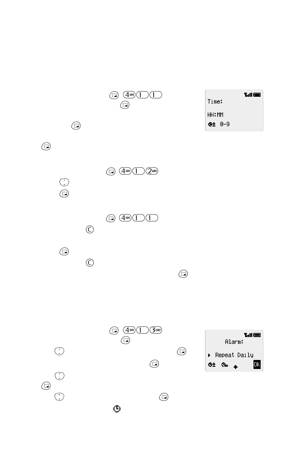 Applications 19, Clock 19, Applications | Clock, Initially setting the home time, Setting the clock format, Altering the time/date, Setting the alarm | Panasonic EB-GD52 User Manual | Page 23 / 52