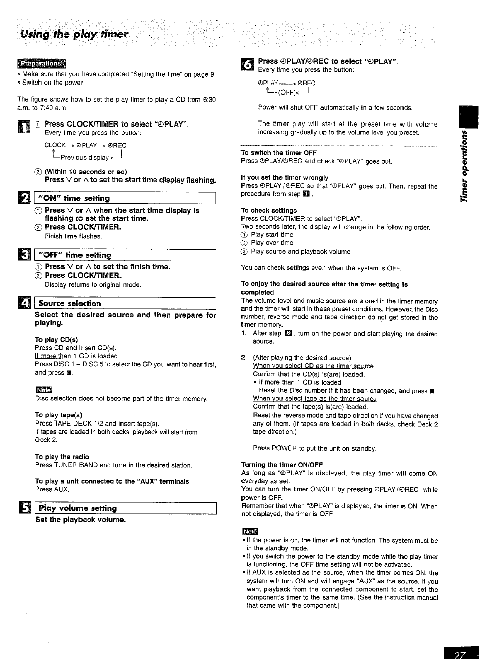 Íjsíng thé play timer | Panasonic SC-AK15 User Manual | Page 27 / 36