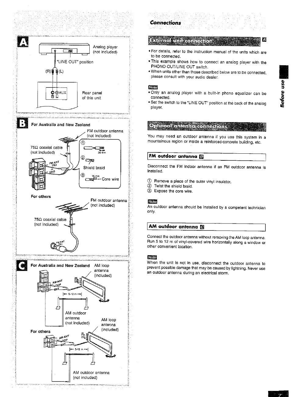 Connections | Panasonic SC-AK15 User Manual | Page 7 / 36