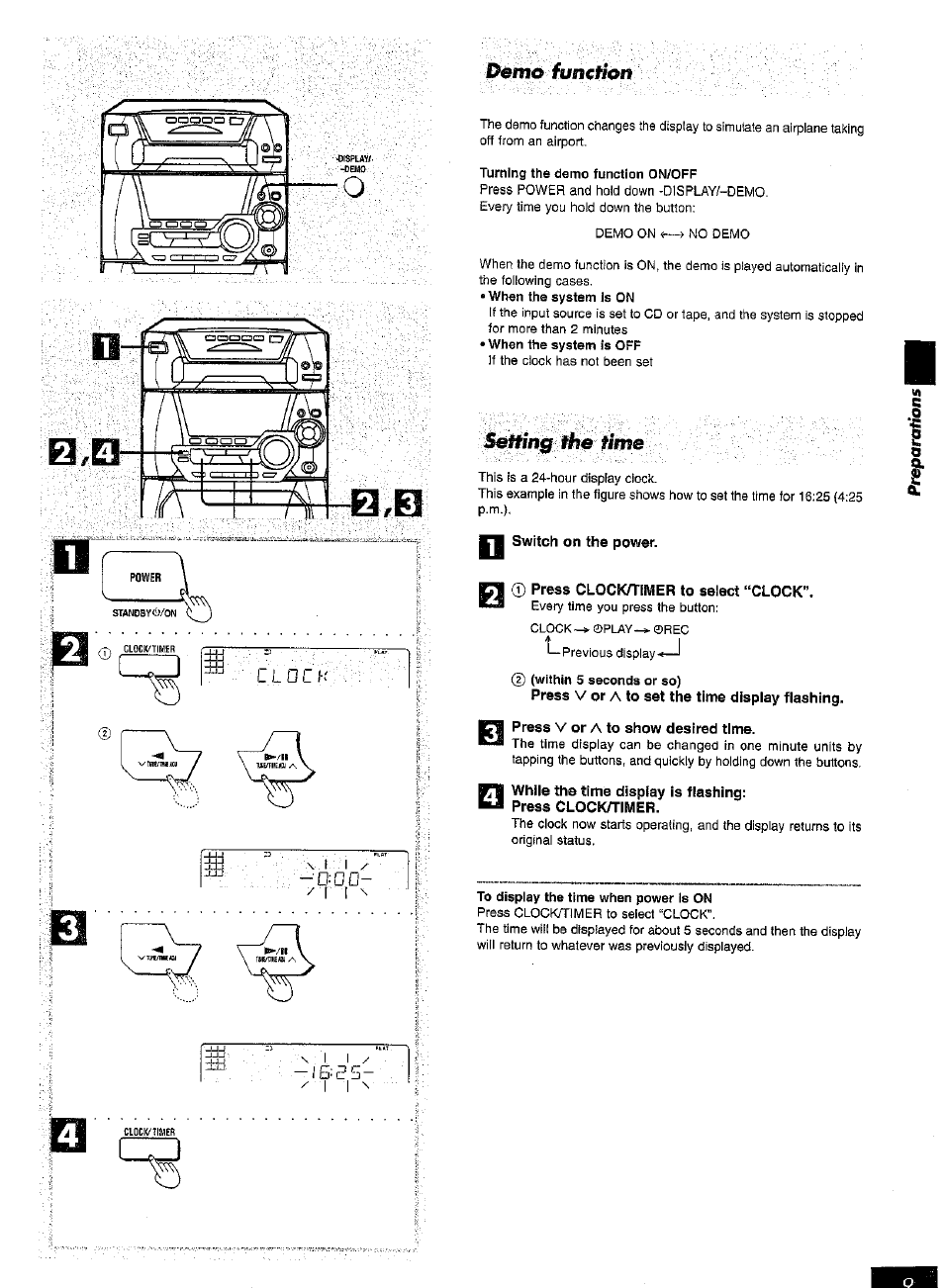 Setting the time | Panasonic SC-AK15 User Manual | Page 9 / 36