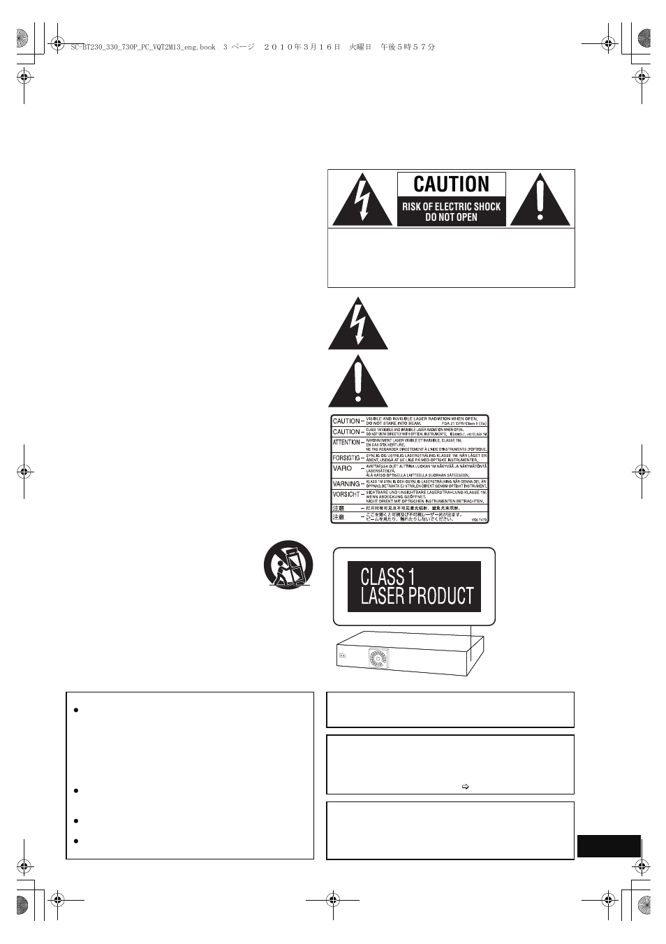 Important safety instructions, Caution | Panasonic SC-BT330 User Manual | Page 3 / 52