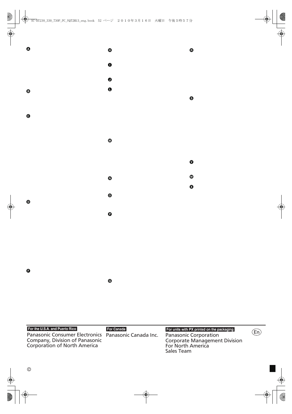 Index | Panasonic SC-BT330 User Manual | Page 52 / 52