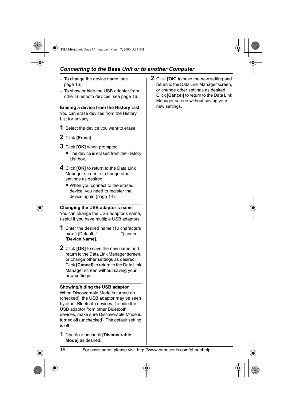 Panasonic KX-THA14 User Manual | Page 16 / 44