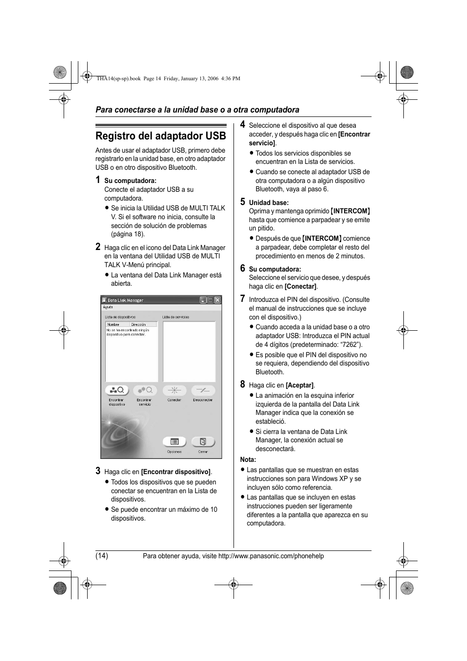 Registro del adaptador usb | Panasonic KX-THA14 User Manual | Page 39 / 44