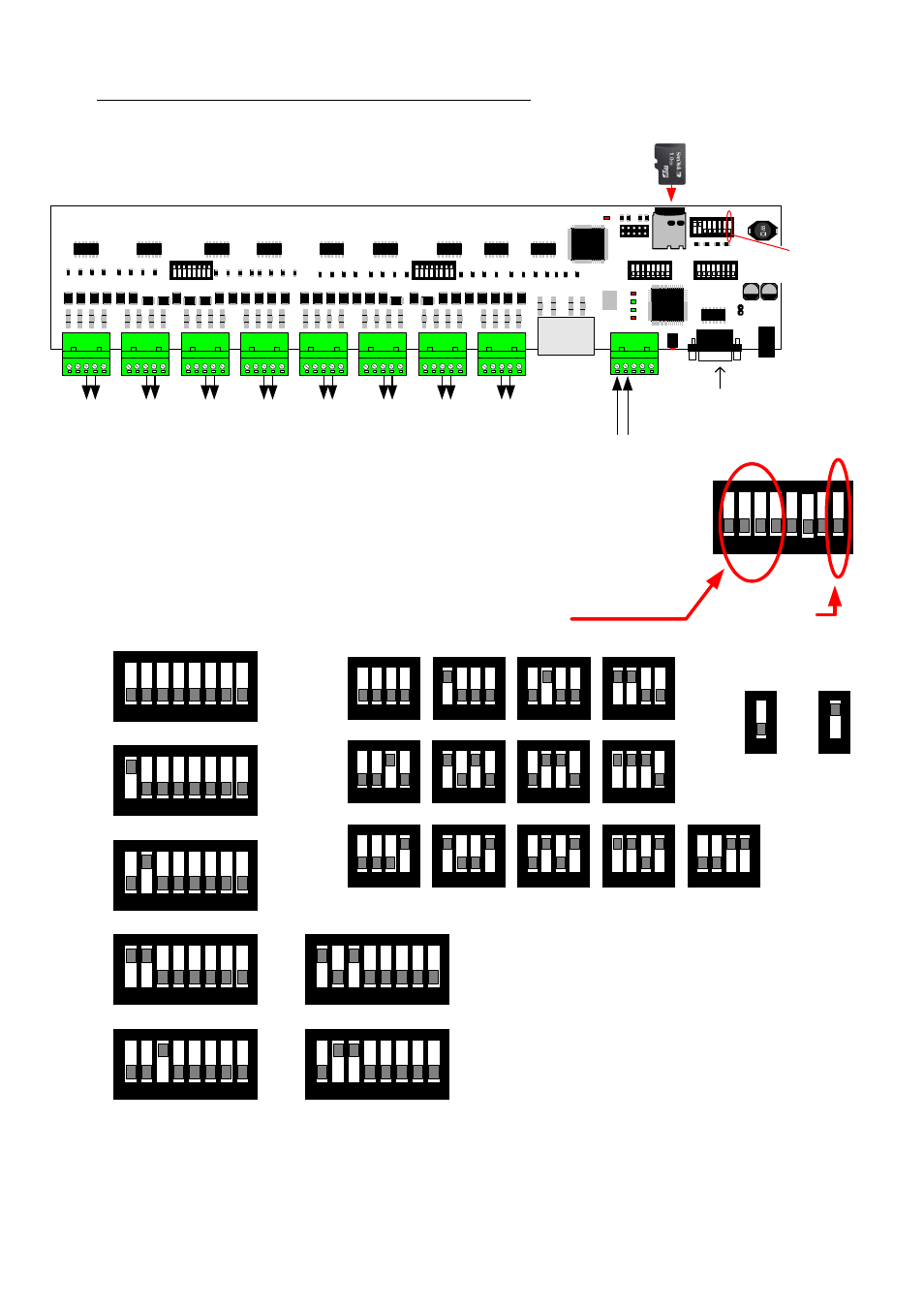 Internal view showing switches v12 software, Sw5 camera range, Sw4 output protocol | Panasonic PC8 User Manual | Page 6 / 16