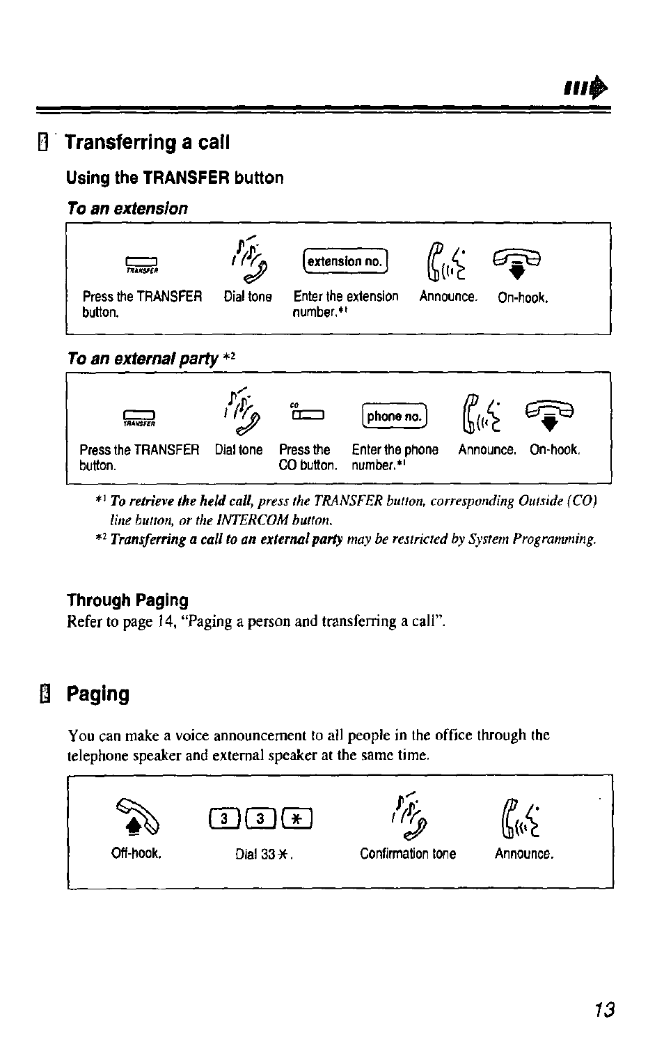 Through paging, I paging, Paging | Mcdd | Panasonic KX-T7433 User Manual | Page 13 / 36