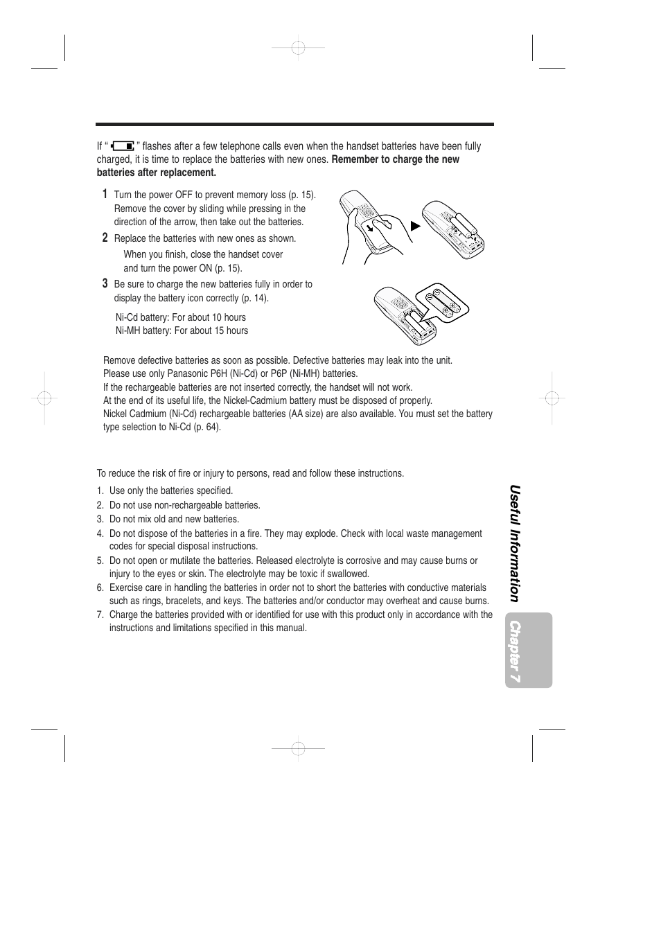 Useful information, Battery replacement | Panasonic KX-TCD735ALM User Manual | Page 101 / 114