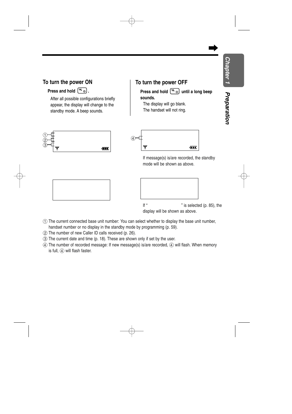 Basic start-up operations, With the handset turning the power on/off | Panasonic KX-TCD735ALM User Manual | Page 15 / 114