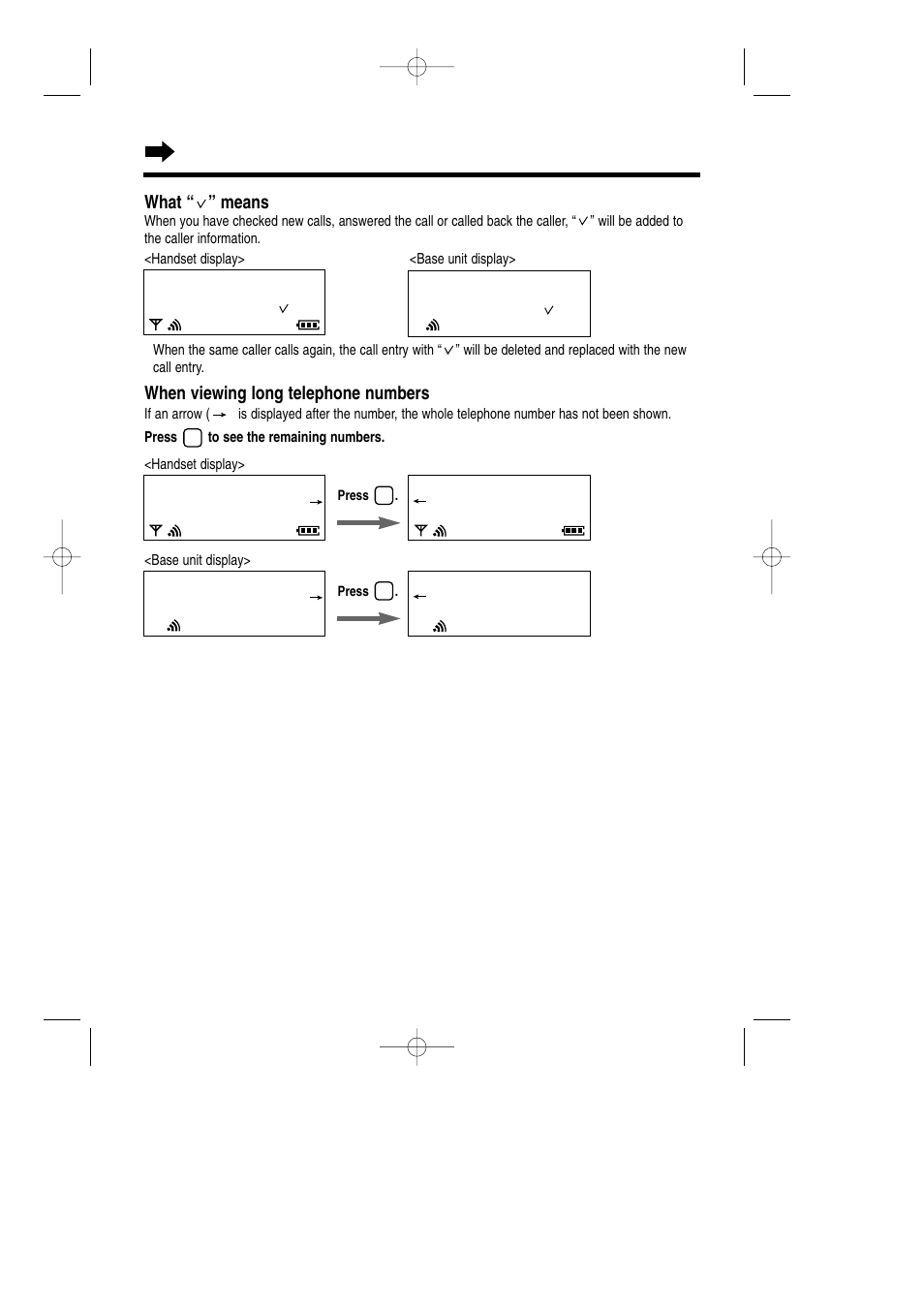 Caller list, What “ ” means, When viewing long telephone numbers | Panasonic KX-TCD735ALM User Manual | Page 28 / 114
