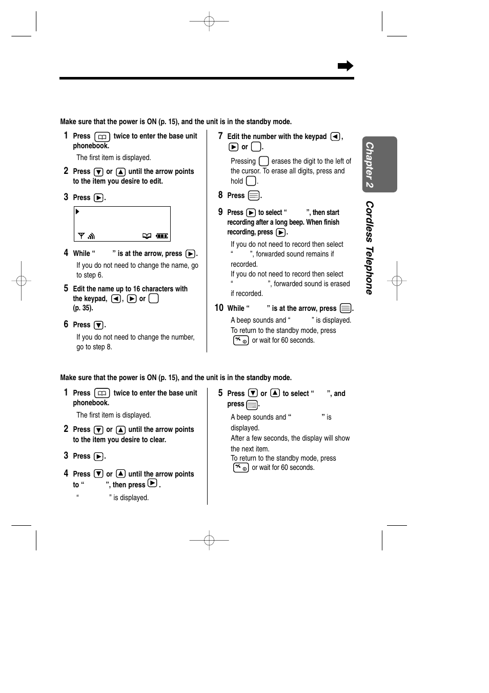 Editing an item in the base, Clearing an item in the base unit phonebook | Panasonic KX-TCD735ALM User Manual | Page 41 / 114
