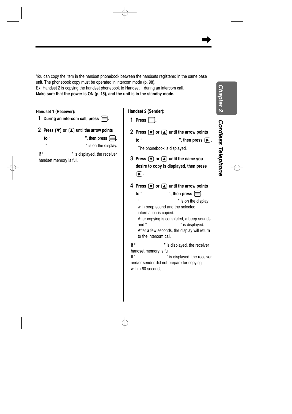 Phonebook copy, With the handset phonebook copy | Panasonic KX-TCD735ALM User Manual | Page 45 / 114