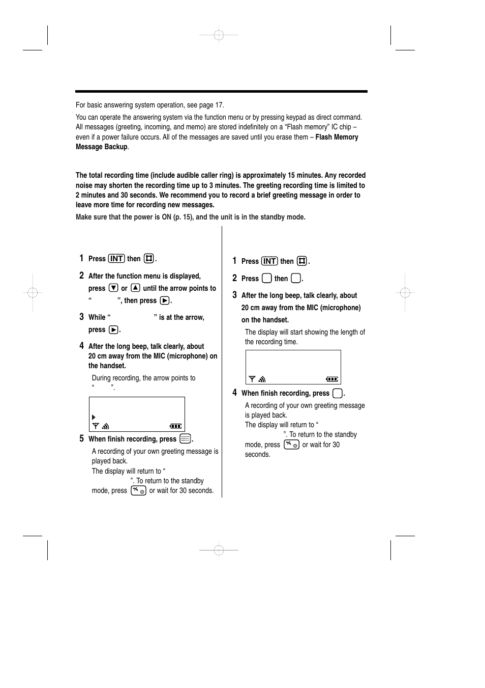 Greeting message, Answering system operations with the handset | Panasonic KX-TCD735ALM User Manual | Page 78 / 114