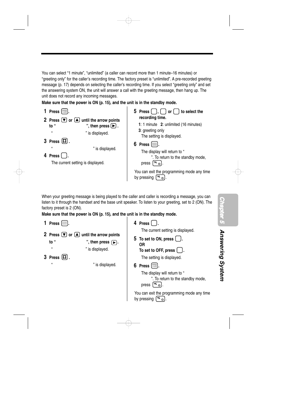 Selecting the caller’s recording time, Setting the monitor function on/off | Panasonic KX-TCD735ALM User Manual | Page 85 / 114