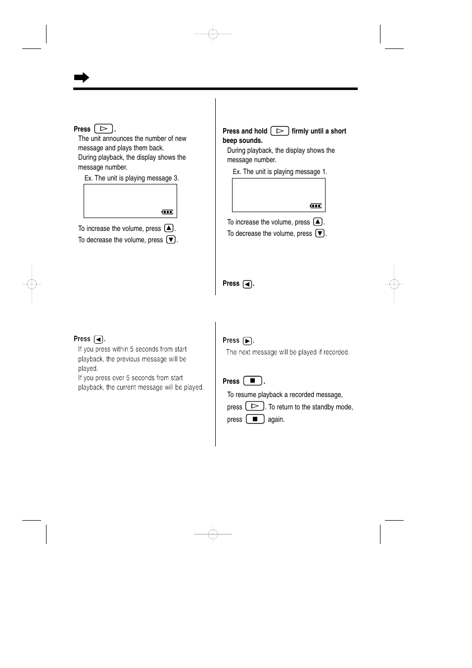 Answering system operations with the base unit, 88 to playback new recorded message(s), During playback of a recorded message | Panasonic KX-TCD735ALM User Manual | Page 88 / 114