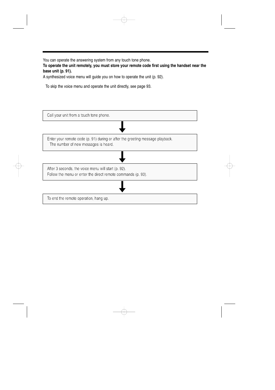 Remote operation, Remote operation from a touch tone phone | Panasonic KX-TCD735ALM User Manual | Page 90 / 114
