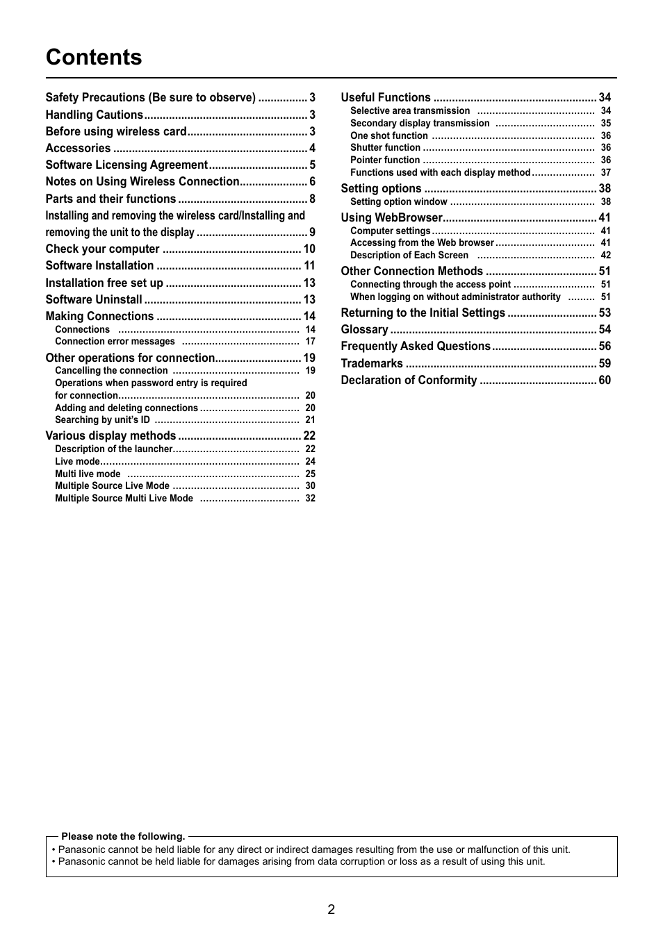 Panasonic TY-FB10WPE User Manual | Page 2 / 64