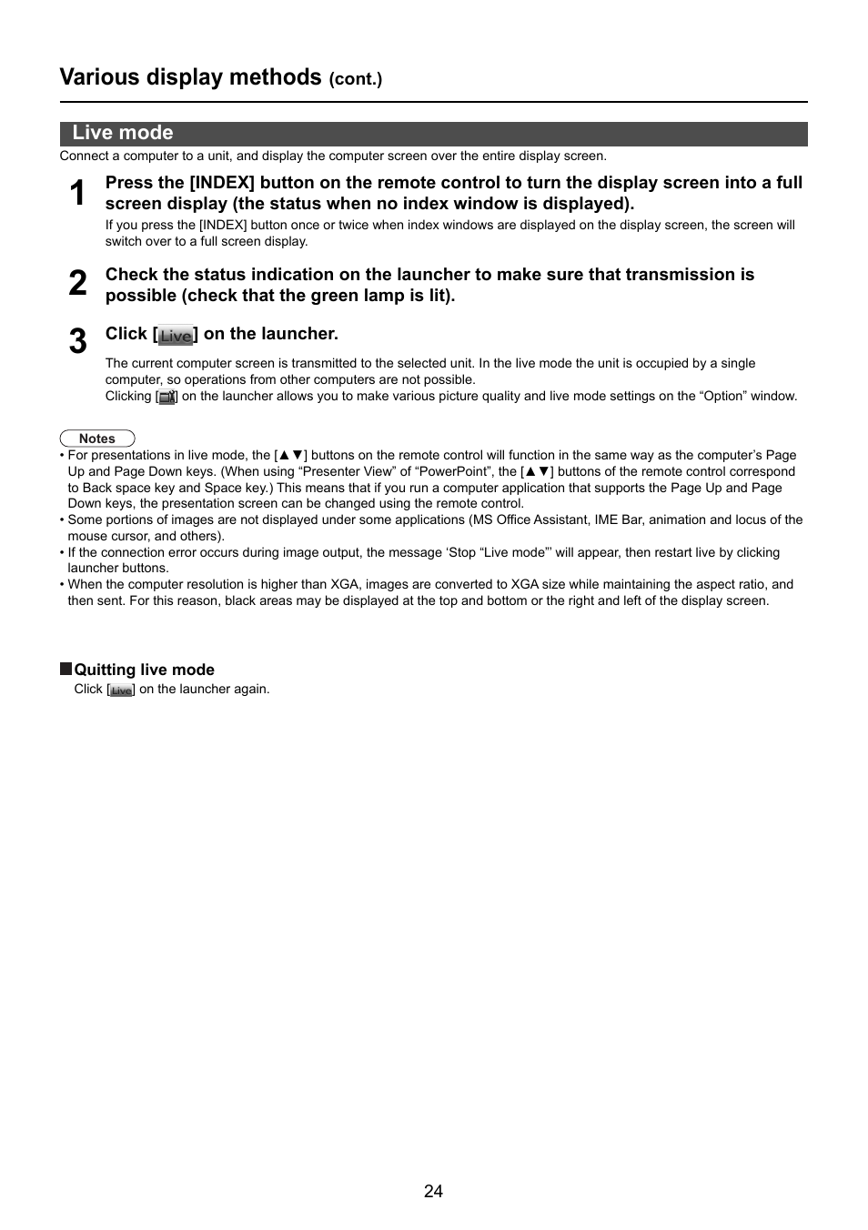 Various display methods | Panasonic TY-FB10WPE User Manual | Page 24 / 64