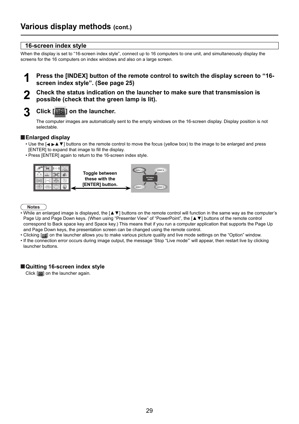 Various display methods | Panasonic TY-FB10WPE User Manual | Page 29 / 64