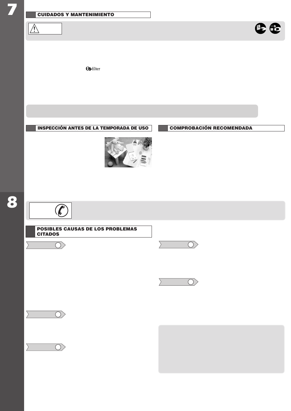 Cuid ados y mantenimient o, Antes de llamar p ara mantenimient o | Panasonic CW-C100VU User Manual | Page 15 / 16