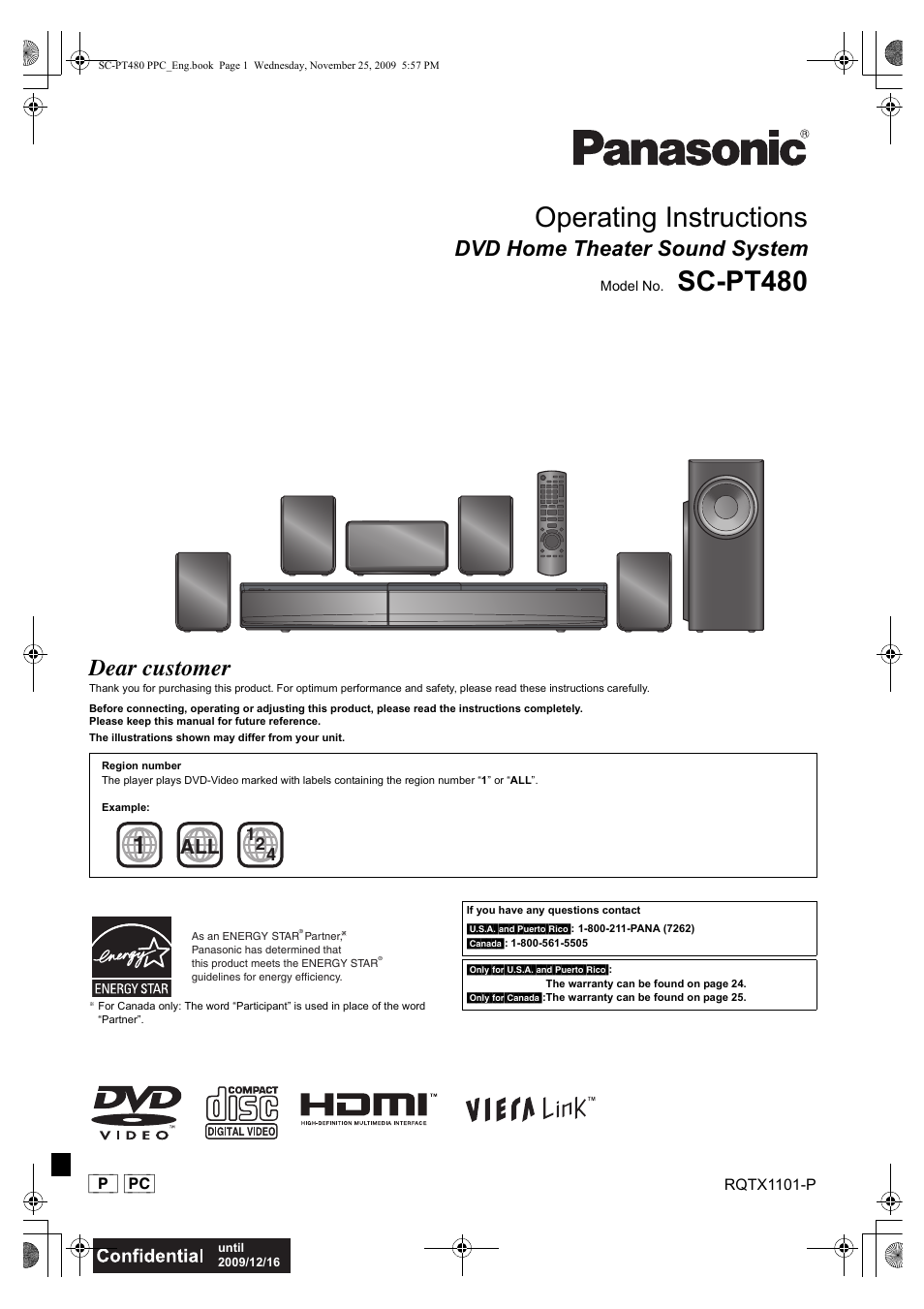 Panasonic SC-PT480 User Manual | 26 pages