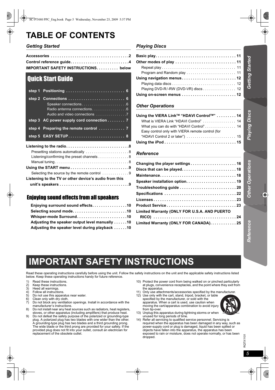 Panasonic SC-PT480 User Manual | Page 5 / 26