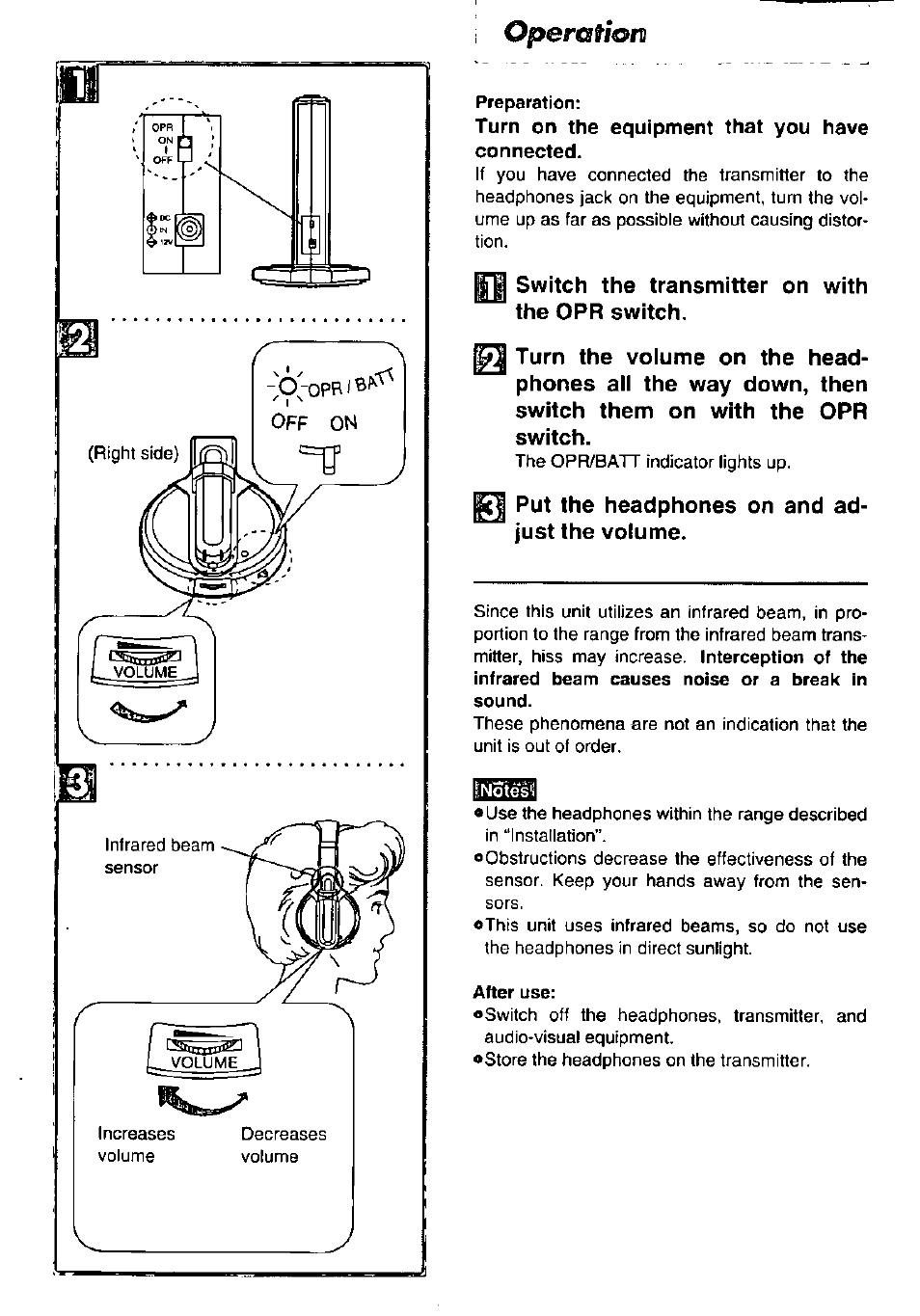 Preparation, Turn on the equipment that you have connected, After use | Operation | Panasonic RP WH20 User Manual | Page 3 / 8