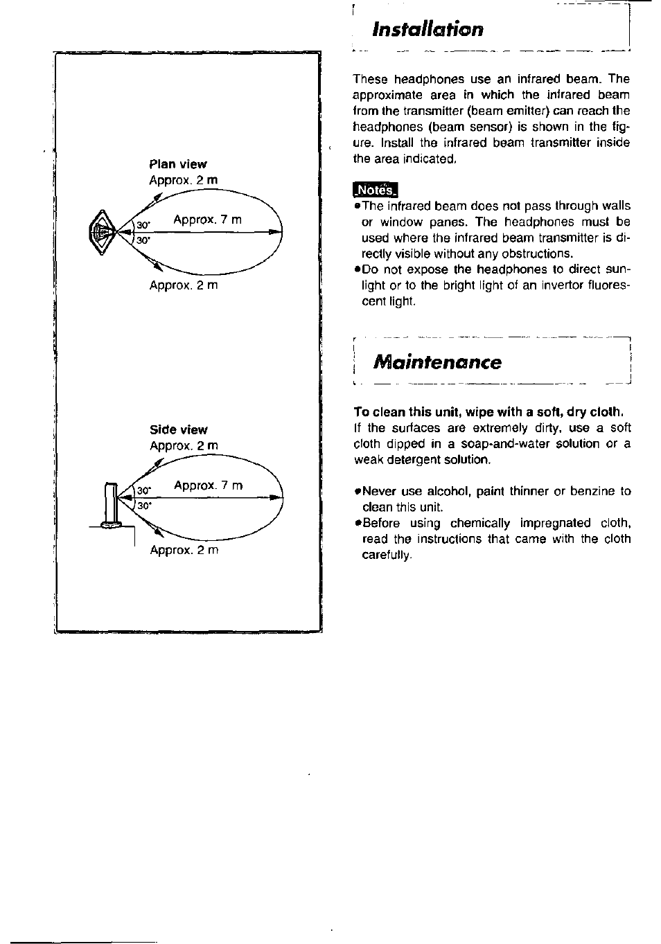 Installation, Maintenance | Panasonic RP WH20 User Manual | Page 6 / 8